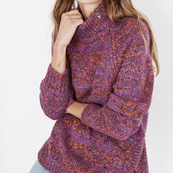 Madewell Sweaters - Madewell Women Multicolored Zip Turtleneck Sweater